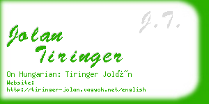 jolan tiringer business card